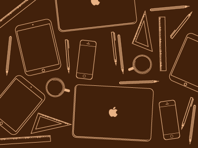 Messy desk with iDevices