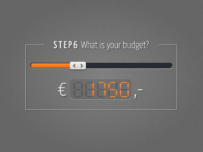 Budget slider concept budget orange price slider