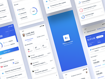 E+ app animation app blue branding business dashboard data design financial flat graphic icon loan ui ux