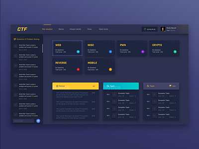 A CTF ui animation blue capture the flag ctf dashboard data design flat ui user centered ux vector web website yellow
