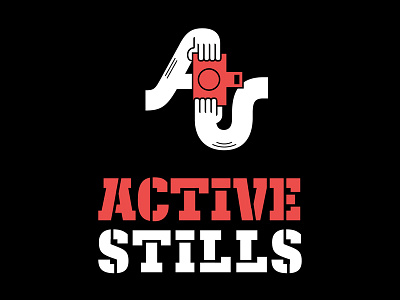 ActiveStills Logo activestills branding camera collective documentary photography hand kajak logo logotype photographer photography stencil