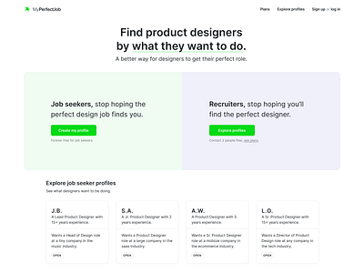 MyPerfectJob hiring product design web design