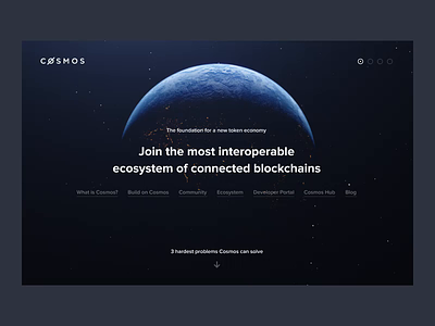 Cosmos — Ecosystem of Blockchains 3d animation blockchain cosmos crypto wallet cryptocurrency earth motion planet ui design uiux ux architecture web website