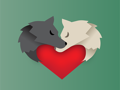 Valentine's Day Wolves design heartshaped logo valentine valentines day wolf wolves