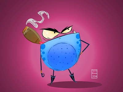 Mr.Frogy-The smoker character design digital art frog old work smoking