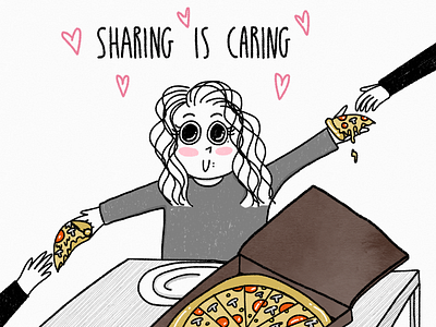 Sharing is caring animation app art branding design digital digitalart graphicdesign illustration lettering logo pizza sharing type typography ui ux web website woman