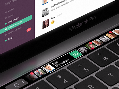 Touch Bar interface for Slack mac macbook pro slack touch bar ui ui design user interface ux