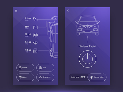 Car remote app app car concept mobile ui