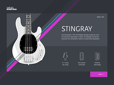 MM Stingray Landing Page—Daily UI #003 bass guitar clean dailyui dark landing page ui web