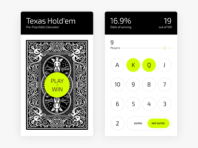 Pre-Flop Odds Calculator—Daily UI #004 calculator clean dailyui light mobile poker ui ux