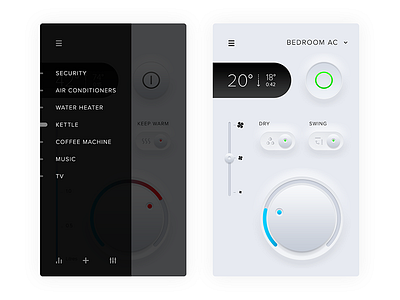 Smart home app AC control—Daily UI #021 air conditioner app dailyui ios mobile remote settings smart home ui