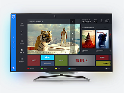 Philips Smart TV dashboard redesign—Daily UI #025 dailyui dark philips smart tv ui ux
