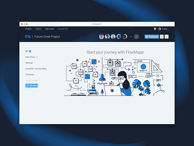 Project Desktop Empty cjm colaboration design empty state persona product design sitemap ui user flow ux