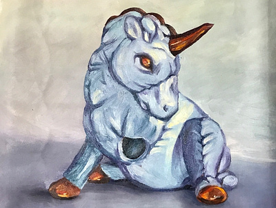 Unicorn canvasart illustration impasto oils painting porcelain unicorn