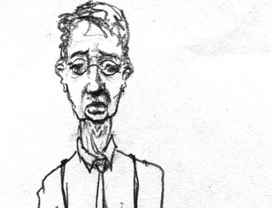 Tall man with tie illustration pencil drawing sketch