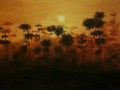 Apocalypse Now artwork colourful landscape oil on canvas oil painting sketch