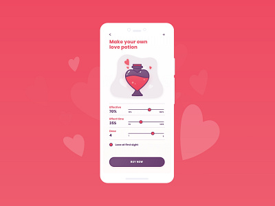 Daily UI 4 - Calculator - Love potion app design dribbbleweeklywarmup flat illustration love mobile modern product design ui ux valentine day vector web