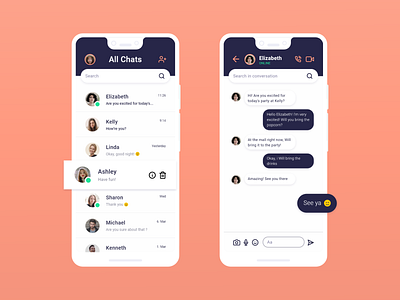 Daily UI 13 - Direct Messaging - Messaging App app design flat icon minimal mobile ui ux vector web