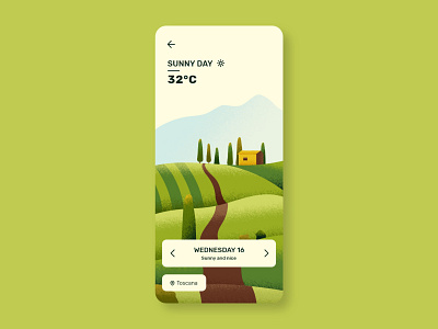 Daily UI 37 - Weather - Toscana weather app day design flat illustration illustrator landscape minimal mobile ui ux vector weather