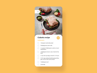 Daily UI 40 - Recipe - Ciabatta recipe app design flat food minimal mobile recipe ui ux