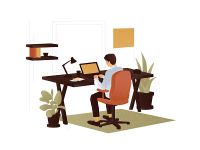 Home Office work branding design flat illustration illustrator minimal vector work