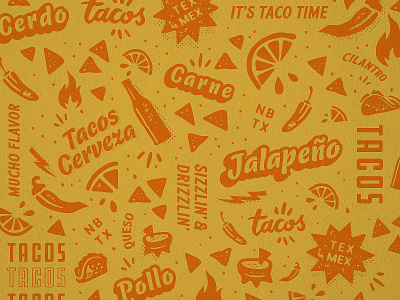 Taco Pattern branding color design food illustration illustration art logo mexican mexican food spice tacos texture typography vector