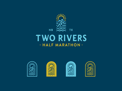Two Rivers Half Marathon athlete branding color design event design event logo identity design illustration illustration art logo logo design race race logo runner running texture typography vector