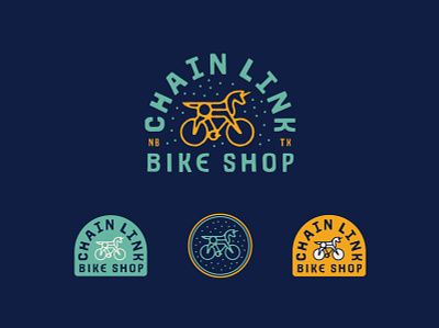 Chain Link Bike Shop bicycle bike bike shop branding design illustration illustration art logo logo design texture typography unicorn vector