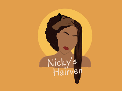 Logo Nicky s Hairven branding design hair illustration logo