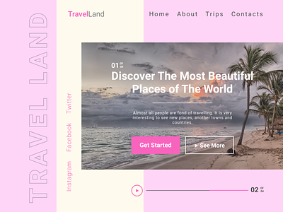 Travel Land creative design landing page minimalistic style ui ux web design