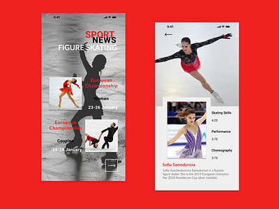 Sport News creative design design european championship font mobile design sport figure skating ui ux