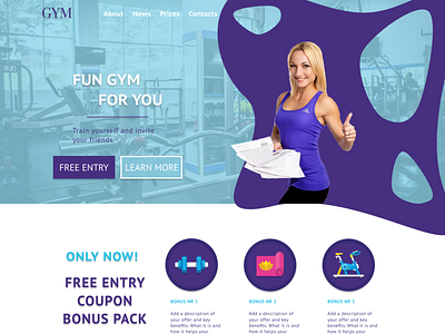 Gym creative design e commerce fitness font gym icons landing page logo sport ui ux web design