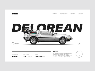 Delorean car carsite concept design figma flat minimal ui ux uxui web