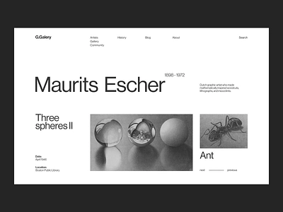 Maurits Escher art artist concept design gallery gravure minimal minimalism ui ux uxui web website