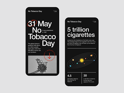 No Tobacco Day Mobile cigarette concept design figma fonts helvetica minimal minimalism mobile mobileconcept nosmoking smoking ui ux uxui web website