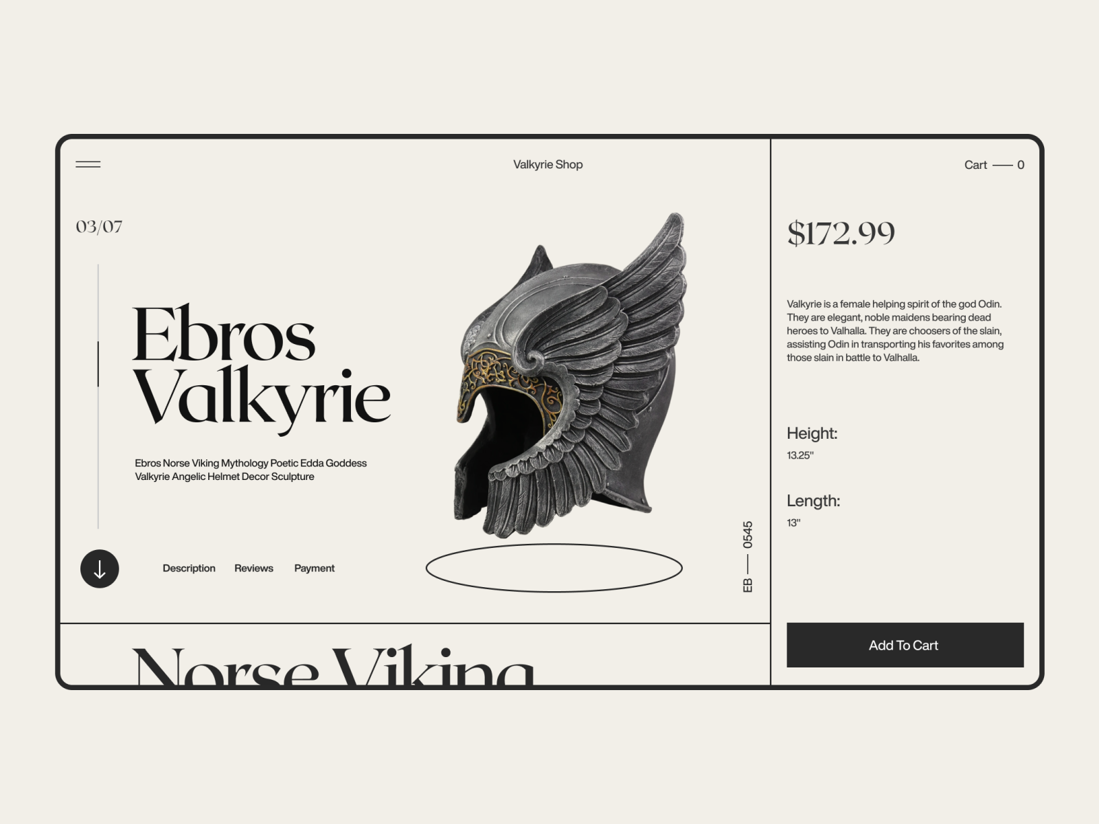 Valkyrie Shop v.1.2 archeology concept design e-comerce figma graphic design illustration minimal minimalism ui ux uxui viking viking site web
