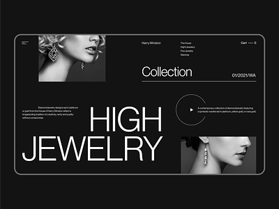 Jewelry Collection Harry Winston concept dark theme deamond design e comerce graphic design harry winston helvetica jewelry jewelry site jewelrydesign minimal ui ux uxui web