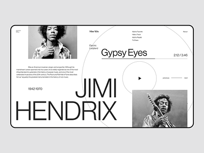 Vibe '60s - Jimi Hendrix concept design graphic design helvetica jimi hendrix minimal music music site rock rock band rock band site swiss swiss design typography ui ux uxui web