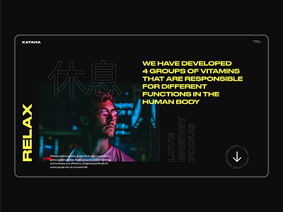 Katana concept cyberpunk dark theme design japan minamalism minimal typography ui ux uxui web