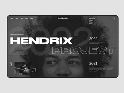 Jimi Hendrix concept design graphic design helvetica jimi hendrix minimal music music site rock rock band rockband site ui ux uxui web