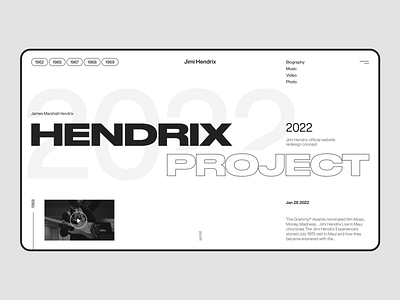 Hendrix Project concept design graphic design helvetica jimi hendrix minimal music music site rock rockband rockband site ui ux uxui web