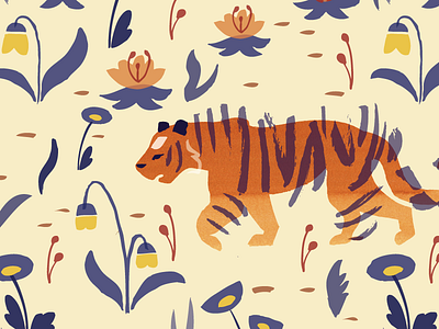 Tigerflowers animals design illustration pattern tiger