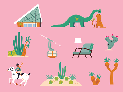 Palm Springs Icons california desert icon design illustrated map illustration palm springs travel