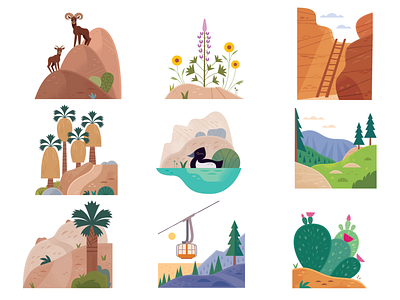 Palm Springs Hikes california hiking icon design illustrated icons illustration nature outdoors travel vector wildlife