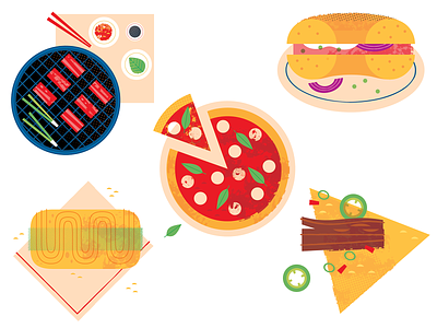 Food Spot Illustrations design food food illustration illustrated food illustration menu pizza restaurant vector