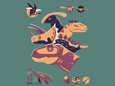 NHMLA Dinosaurs adobe illustrator design dinosaur illustration dinosaurs illustrated dinosaur illustration museum natural history museum nature prehistoric vector