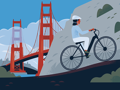 E Bikes in the National Parks bicycle biking california editorial illustration fitness golden gate bridge illustration national parks outdoors san francisco travel poster vector wpa