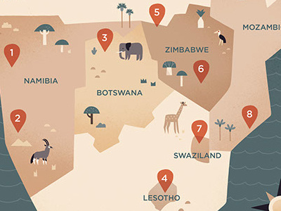 Southern Africa map graphic design illustration infographics map map design map illustration maps