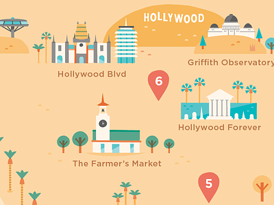 Hollywood Map design graphic design hollywood icon icon design illustration los angeles map map design