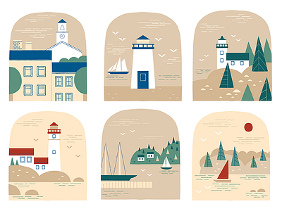 Coastal New England design icon icon design illustration lighthouse map nautical new england travel travel illustration
